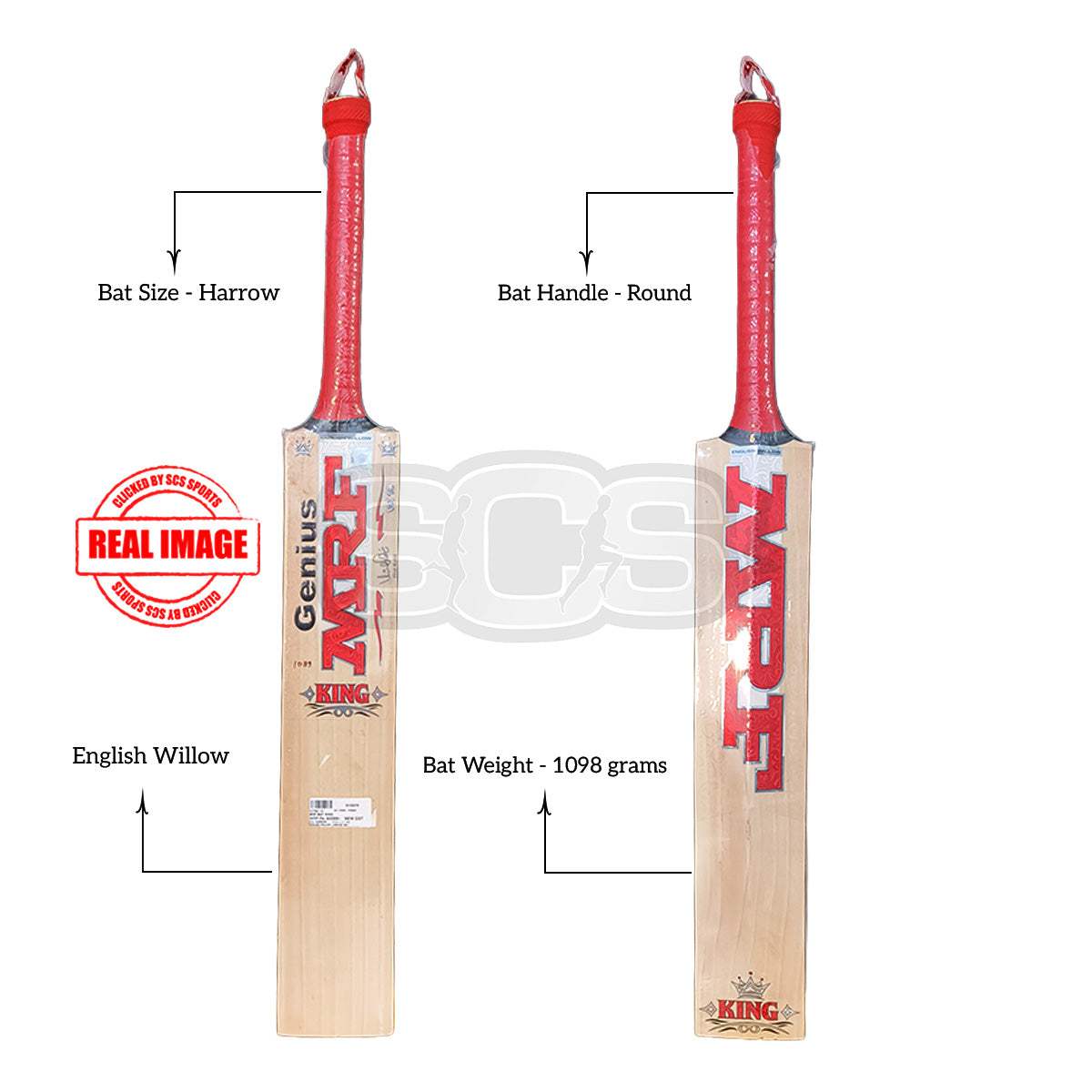 MRF King English Willow Cricket Bat (Harrow)