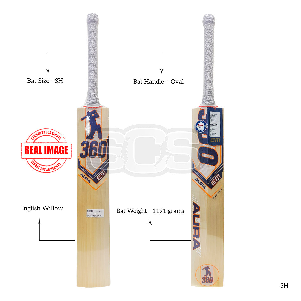 EM Aura English Willow Cricket Bat