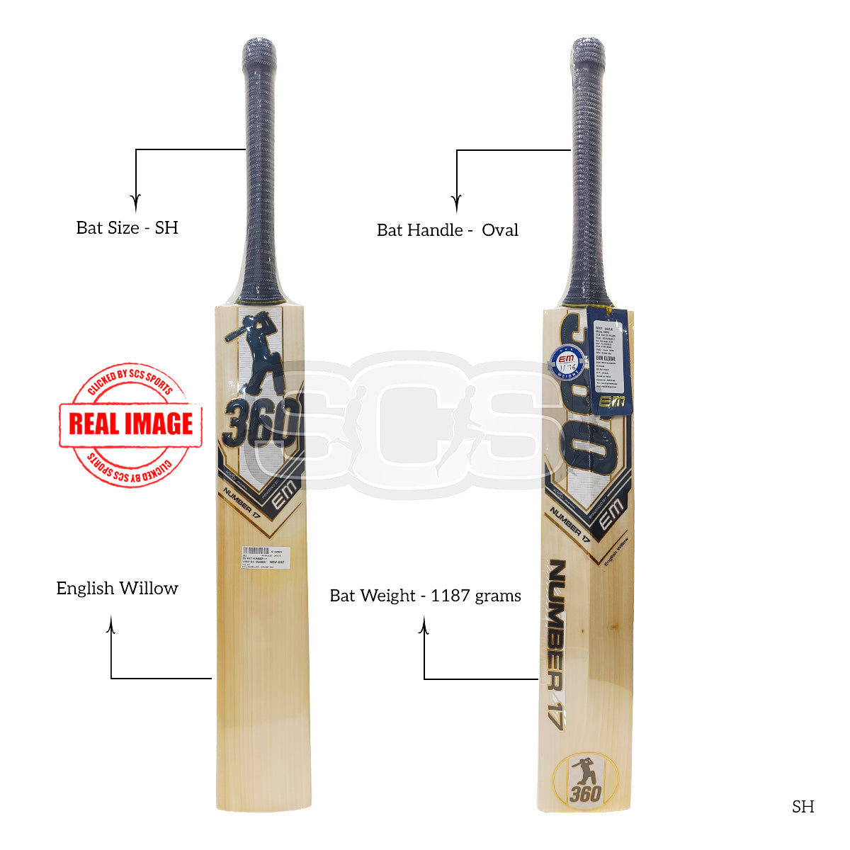 EM 360 Number 17 English Willow Cricket Bat