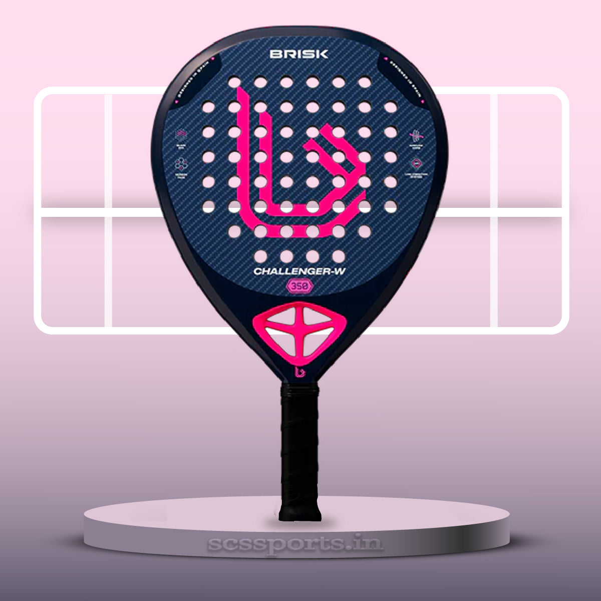 Brisk Challenger W 350 Gms Padel Racquet (Designed in Spain)