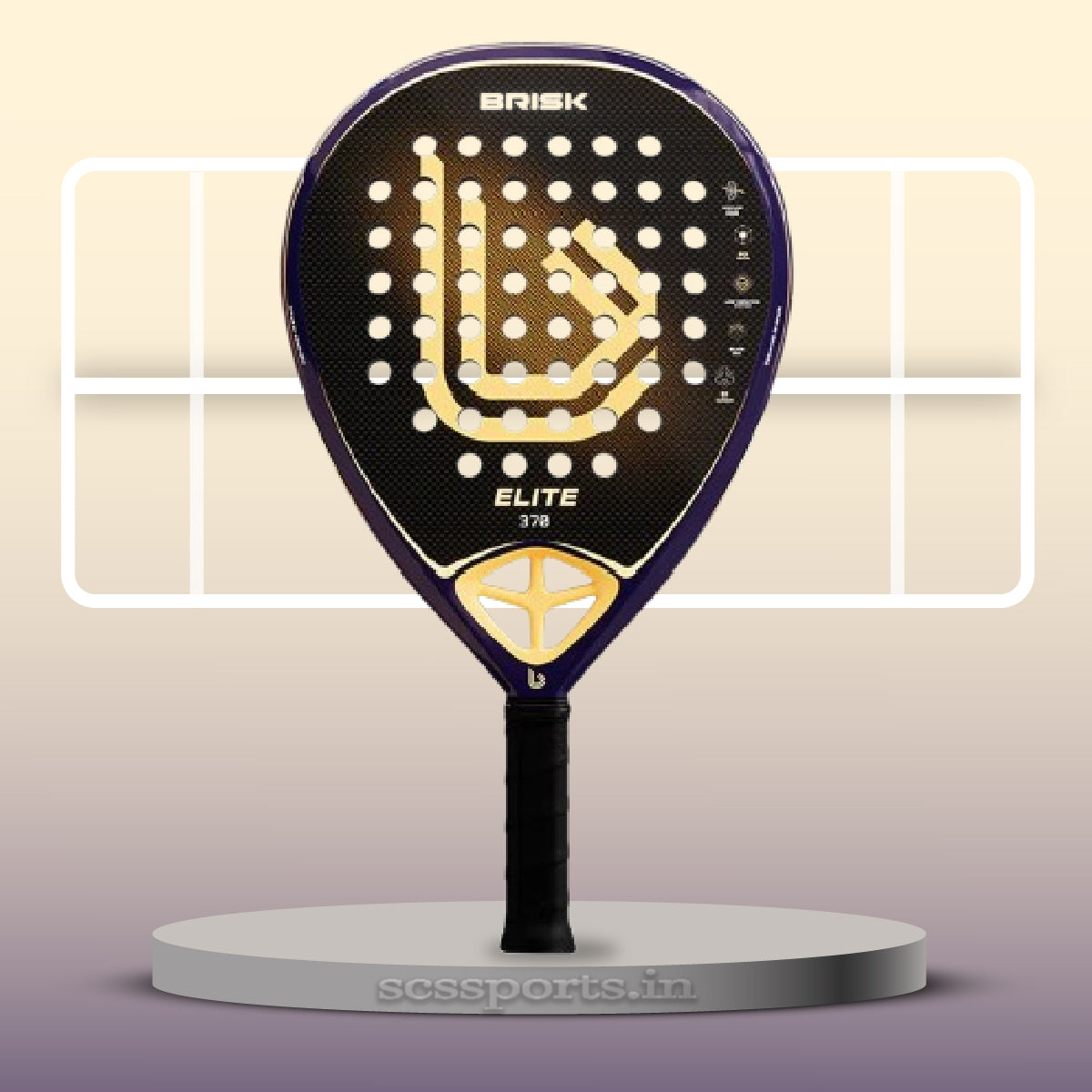 Brisk Elite 370 Gms Padel Racquet (Designed in Spain)
