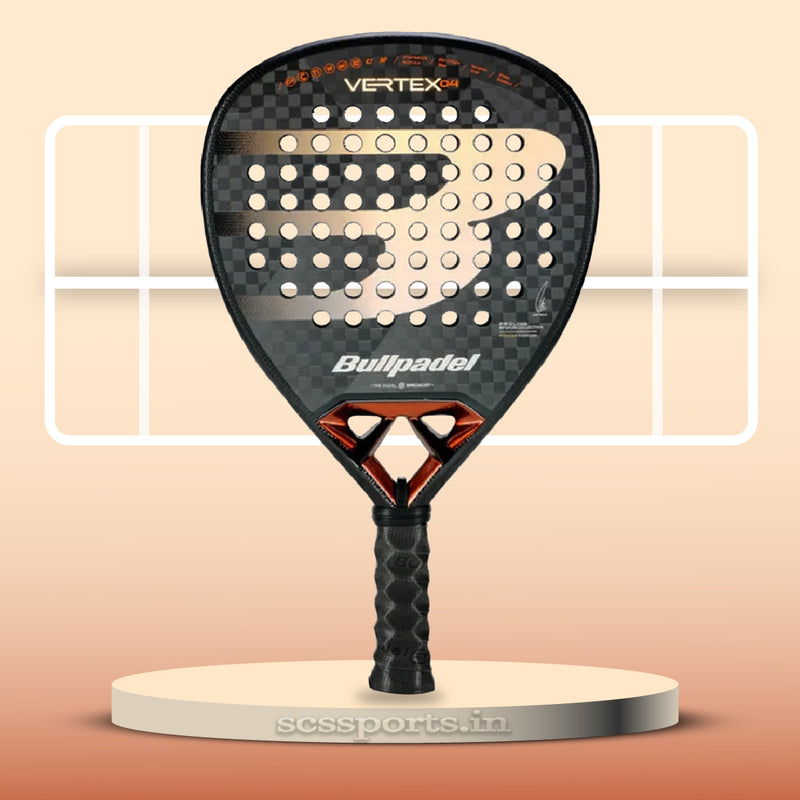 Load image into Gallery viewer, Bullpadel Vertex 04 25 Padel Racket with Padel Court Background
