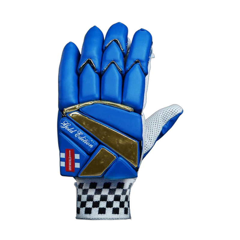 Load image into Gallery viewer, Gray-Nicolls Gold Edition Blue Batting Gloves
