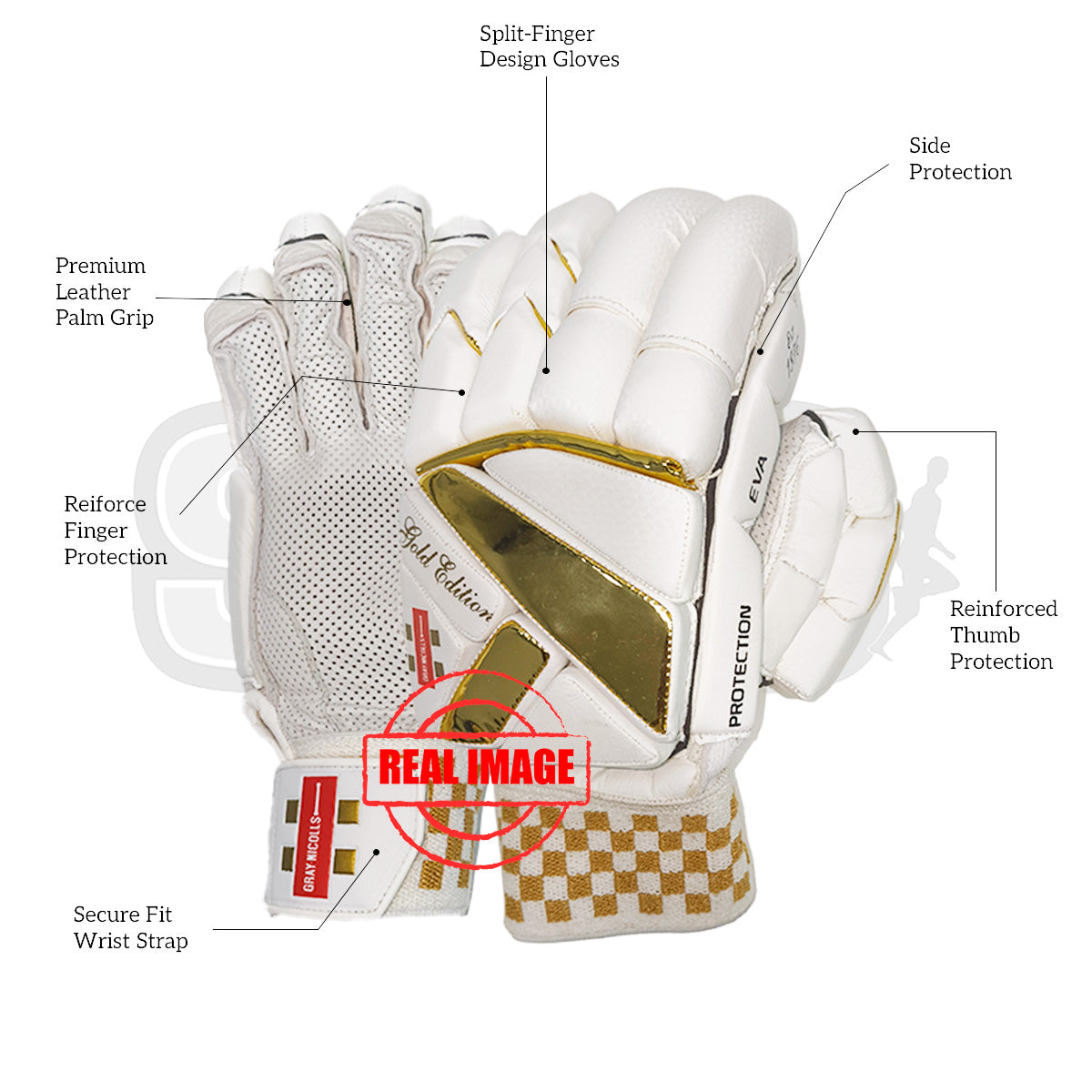 Gray-Nicolls Gold Edition White Cricket Batting Glove