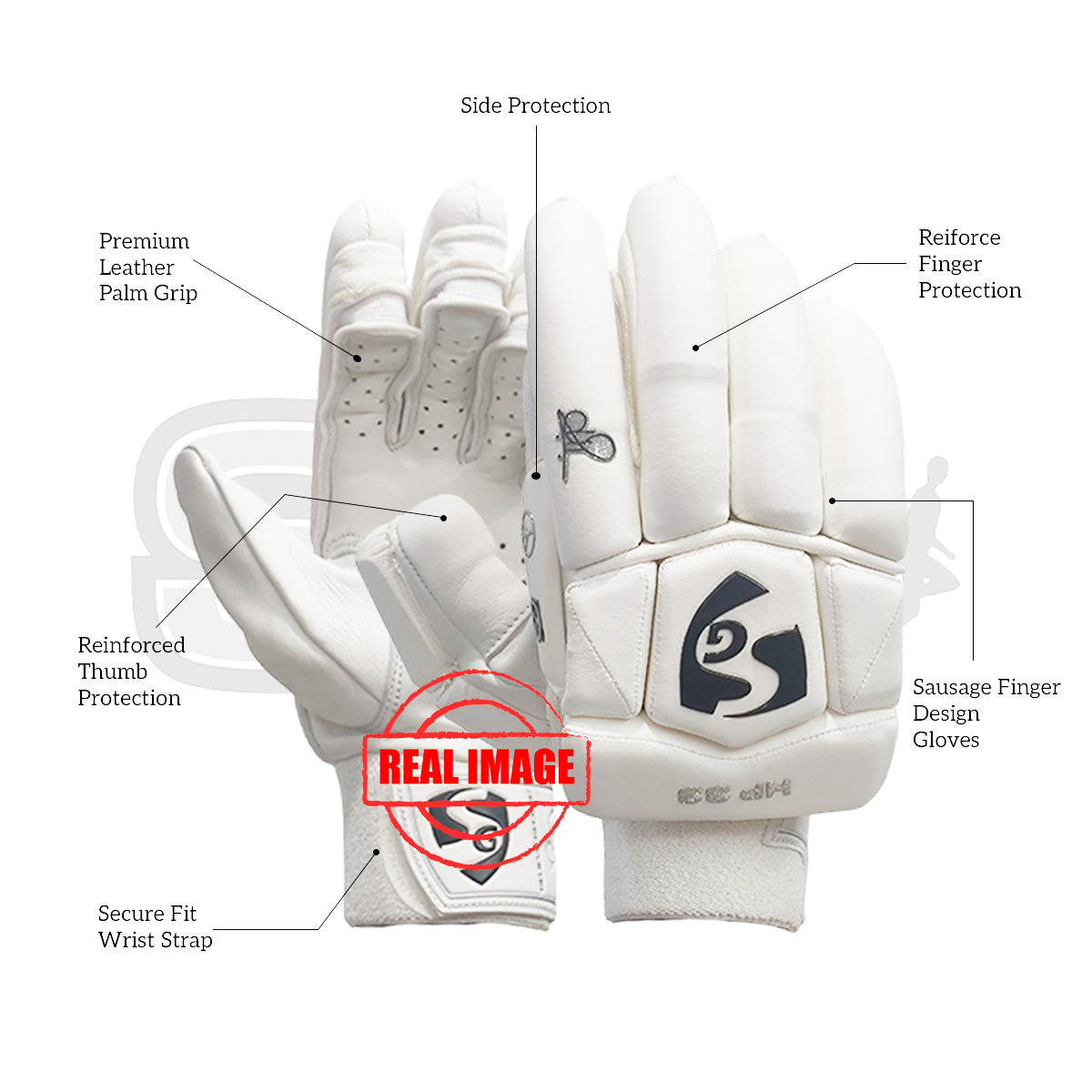 SG HP 33 Cricket Batting Gloves ( White)