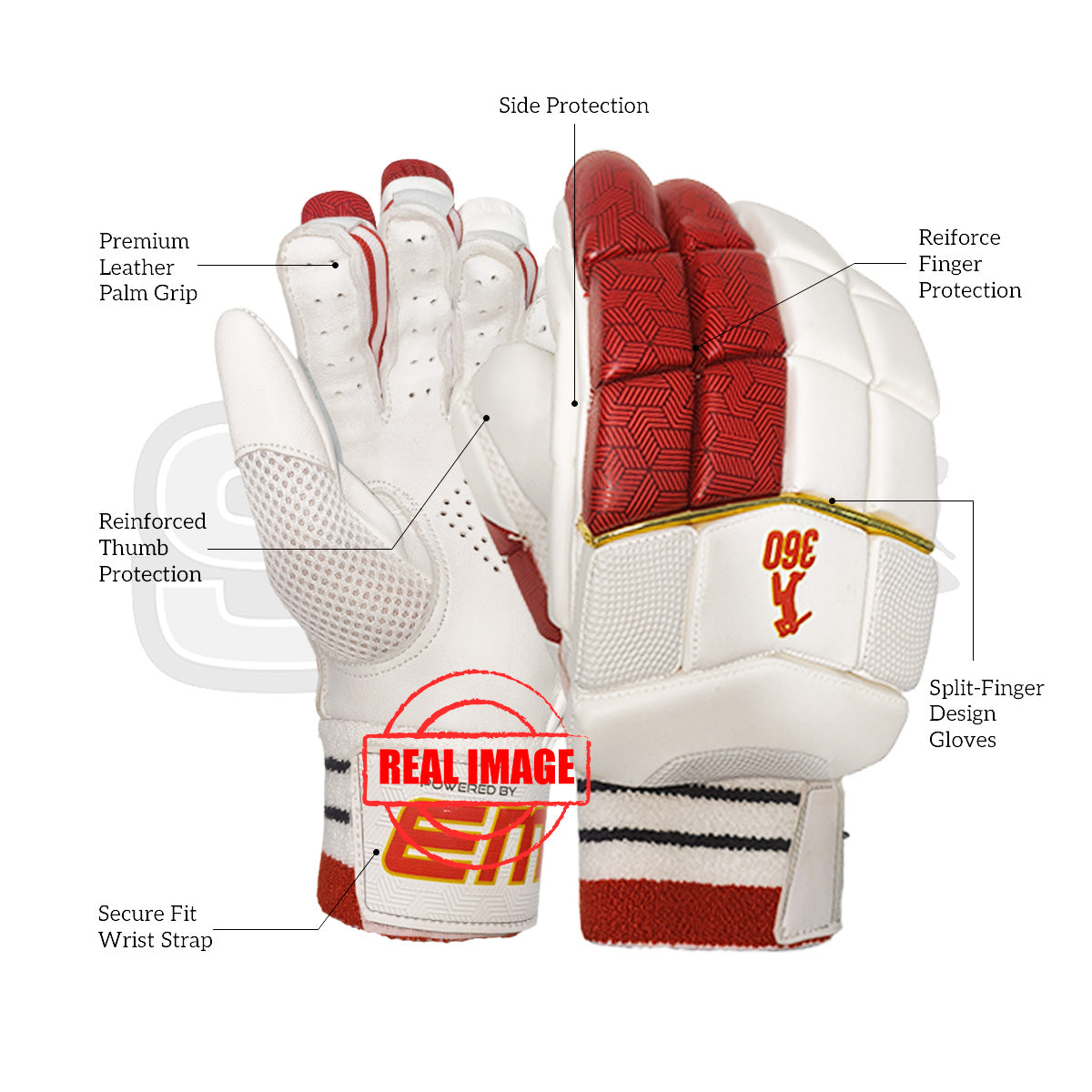 EM 360 Bold Cricket Batting Gloves
