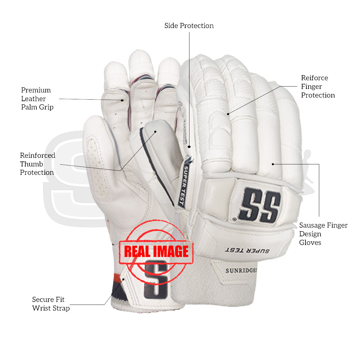 SS Super Test White Batting Gloves