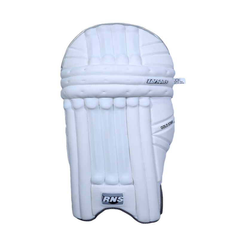 Load image into Gallery viewer, RNS Larsons Gold Star Cricket Batting Pads Back Image
