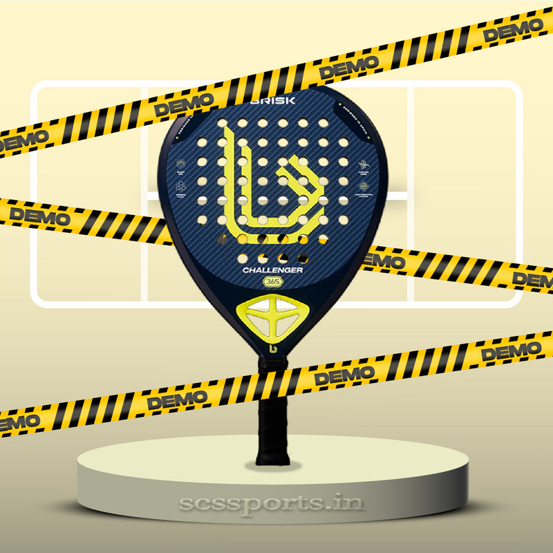 Load image into Gallery viewer, Demo of the Brisk Challenger 365 Gms Padel Racquet (Designed in Spain) only for Padel players in Mumbai.
