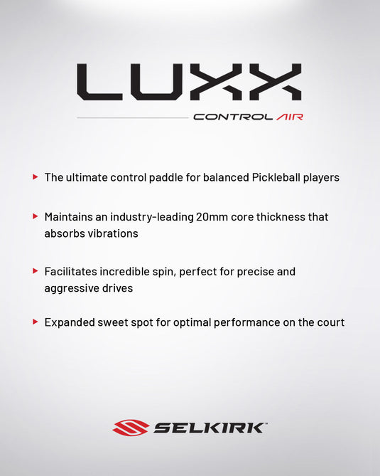 Selkirk Luxx Control Air-Epic Pickleball Paddle red text