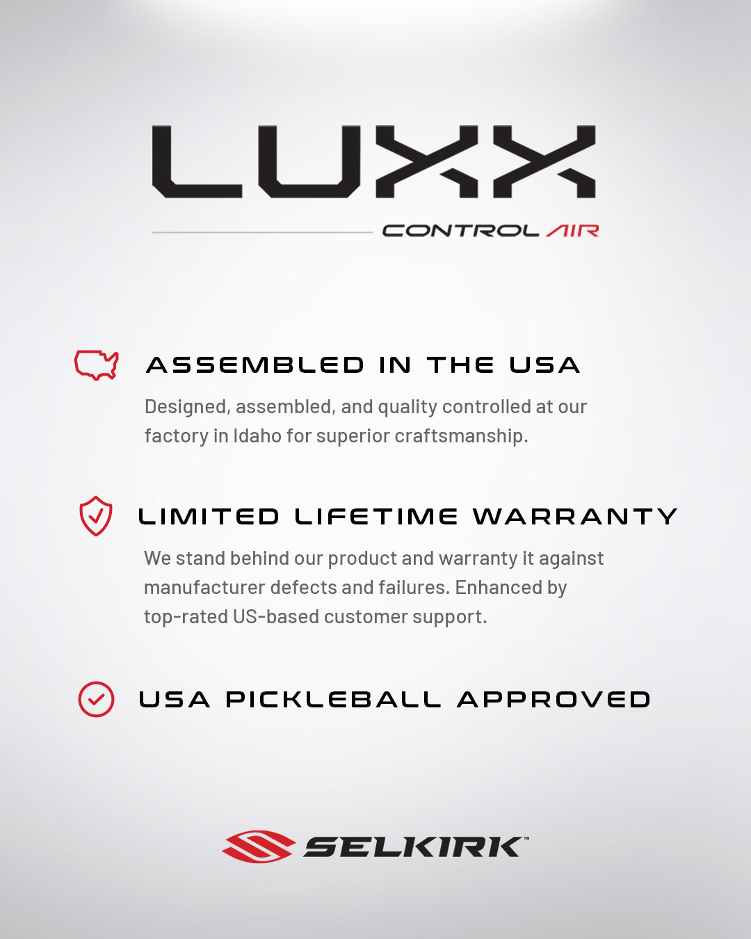 Selkirk Luxx Control Air-Epic Pickleball Paddle red text 1
