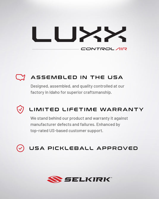 Selkirk Luxx Control Air-Epic Pickleball Paddle red text 1