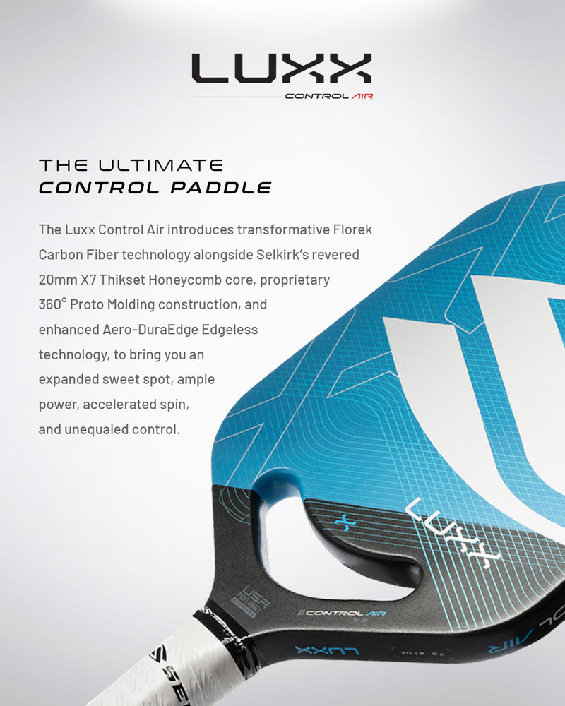 Load image into Gallery viewer, Selkirk Luxx Control Air-Epic Pickleball Paddle blue with text
