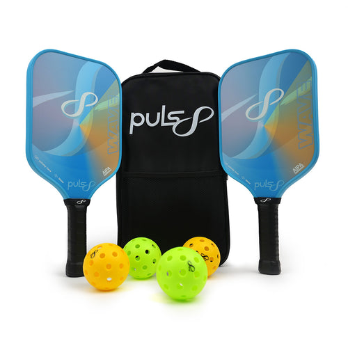 Puls8 Wave V2 Pickleball Paddle Set (2 Paddles + 4 Balls + 1 Bag)