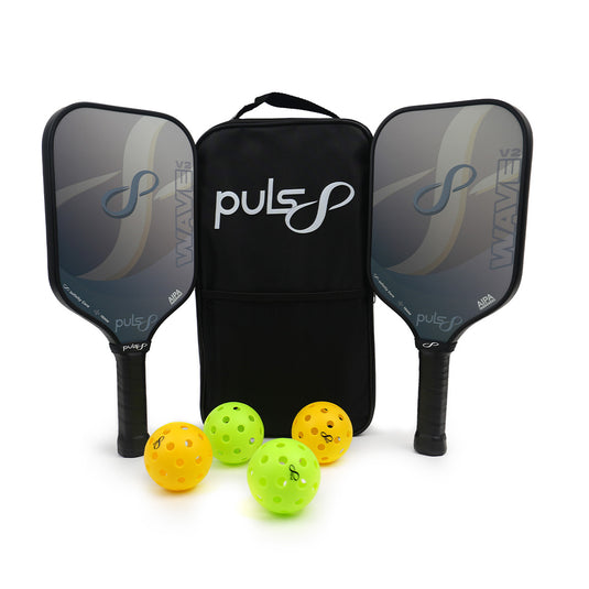 Puls8 Wave V2 Pickleball Paddle Set (2 Paddles + 4 Balls + 1 Bag)