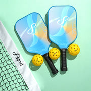 Puls8 Wave V2 Beach Sunset Pickleball Paddle Set (2 Paddles + 3 Balls + Net)