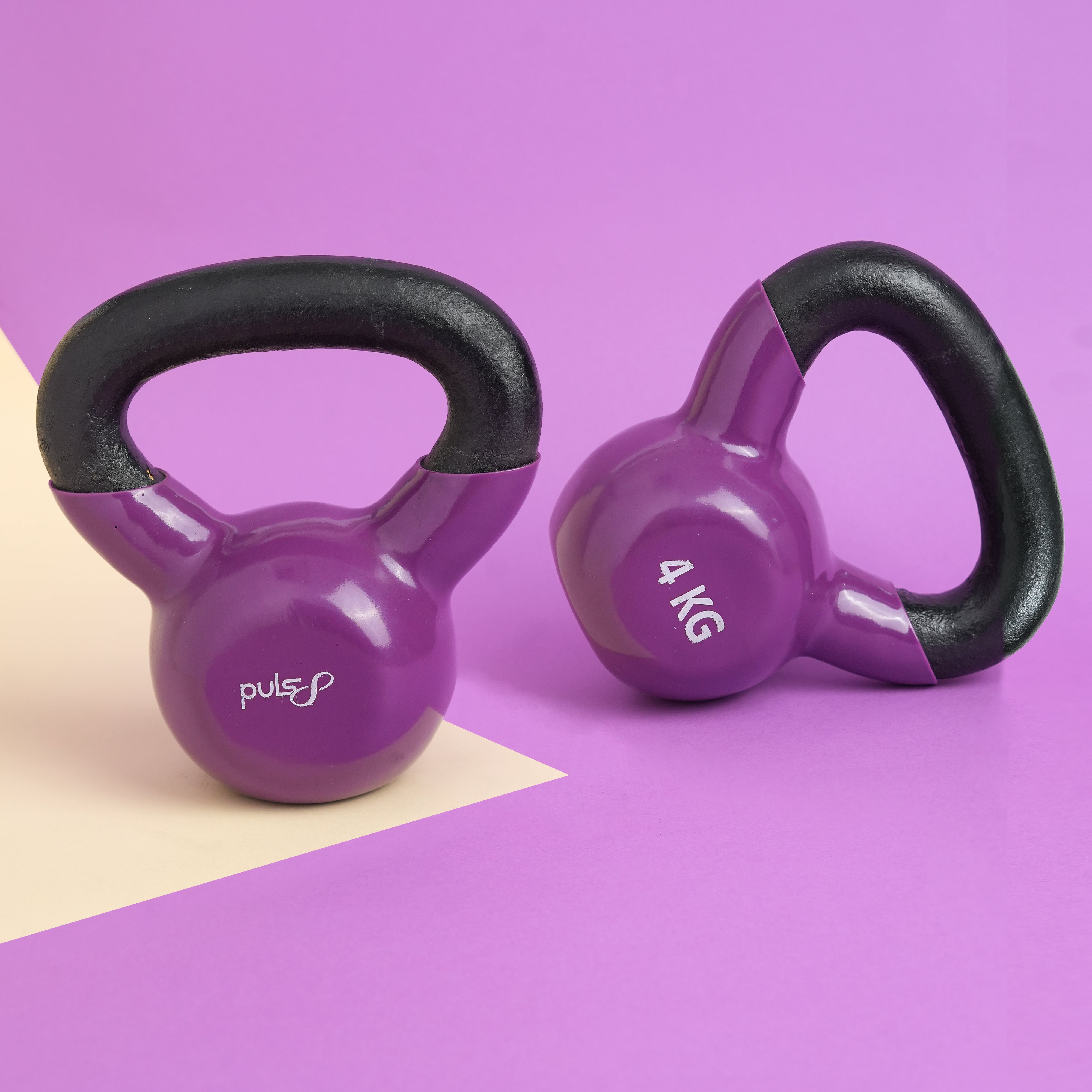 Puls8 Free Weight Vinyl Kettlebell (Single)