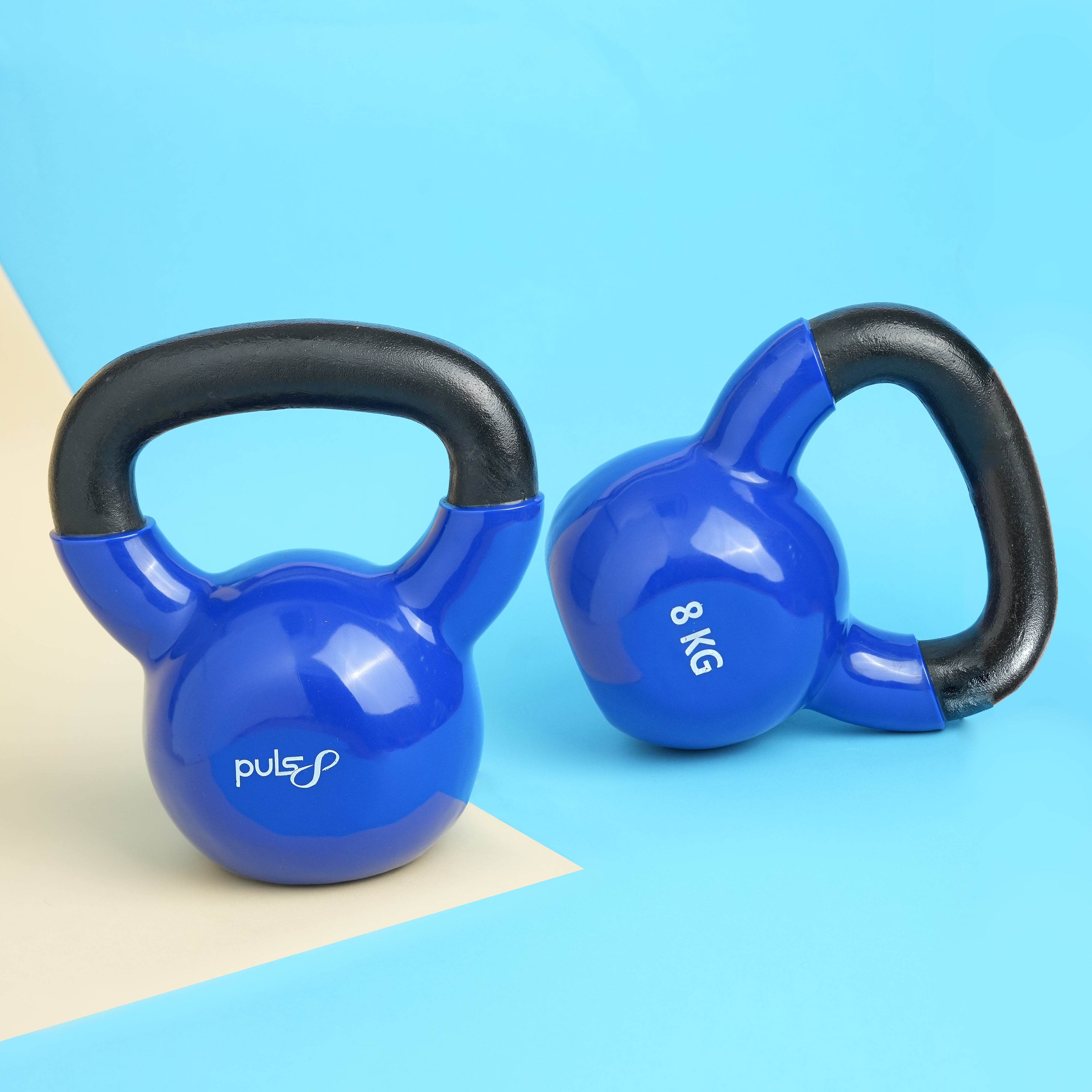 Puls8 Free Weight Vinyl Kettlebell (Single)