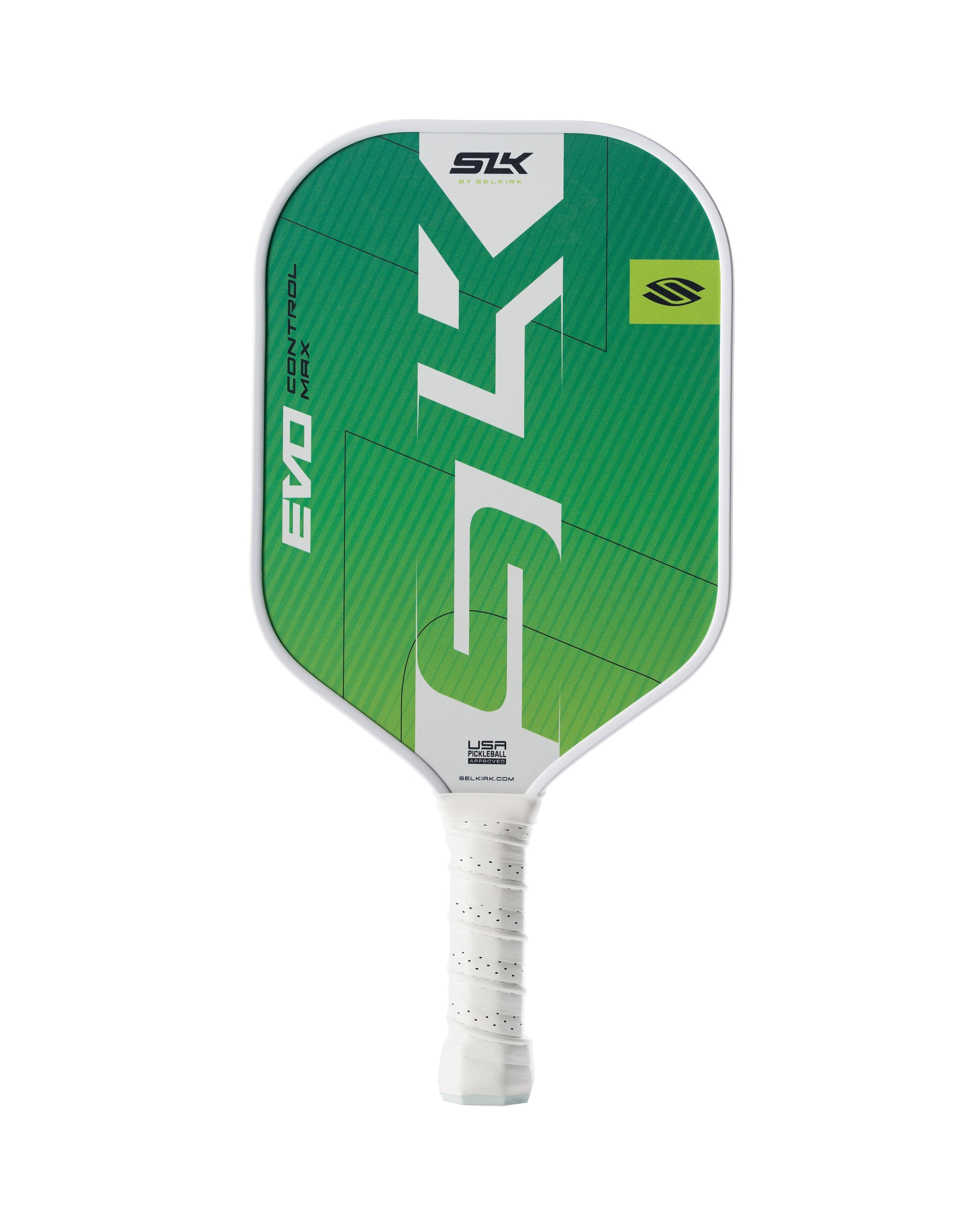 Selkirk SLK Evo Control Max Pickleball Paddle green with white background