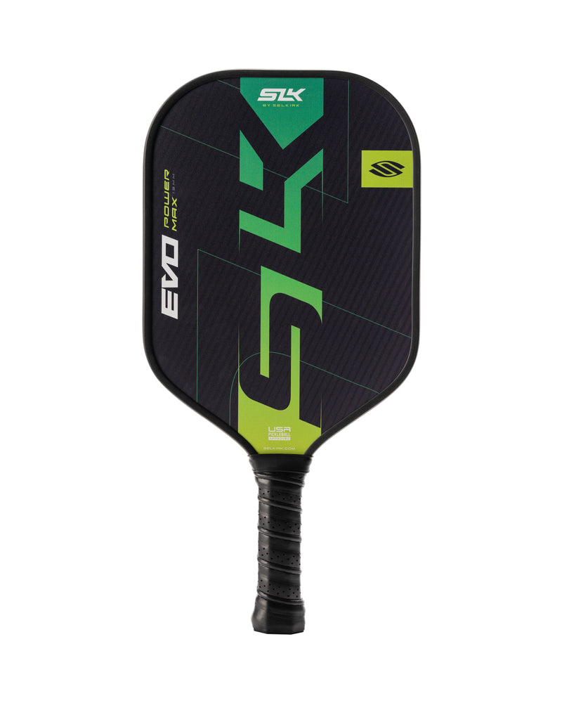 Load image into Gallery viewer, Selkirk SLK Evo Power Max Pickleball Paddle front green bg
