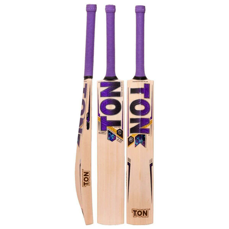 Load image into Gallery viewer, SS Ton Glory English Willow Cricket Bat Front View Back View White Background Side View 
