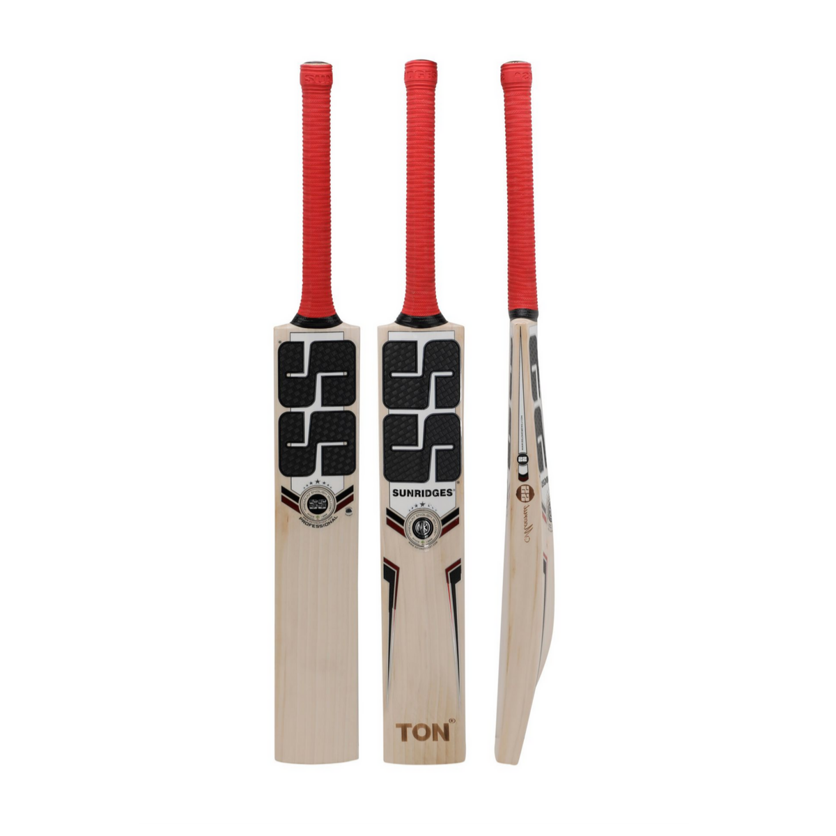 SS Professional English Willow Cricket Bat White Background Back View Front View Black Colour Bat English Willow Bat 