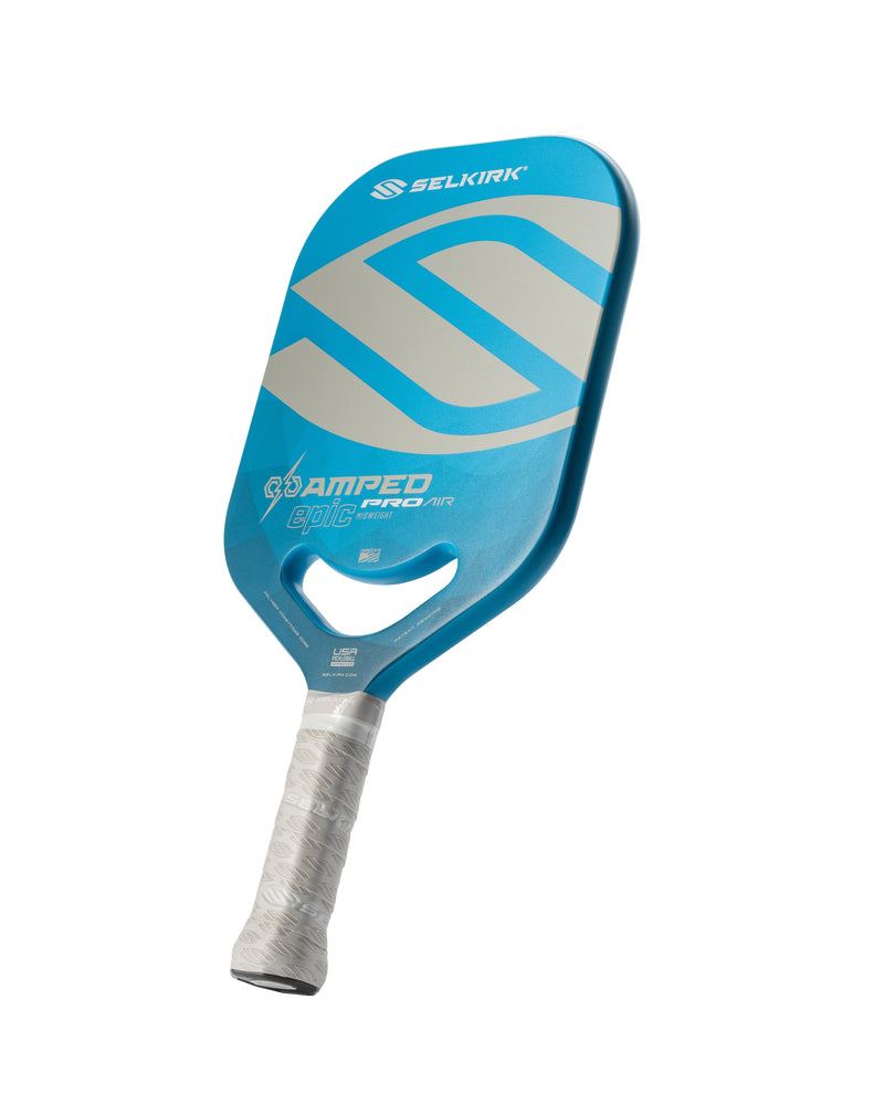 Load image into Gallery viewer, Selkirk Amped Pro Air-Epic Pickleball paddle blue side view
