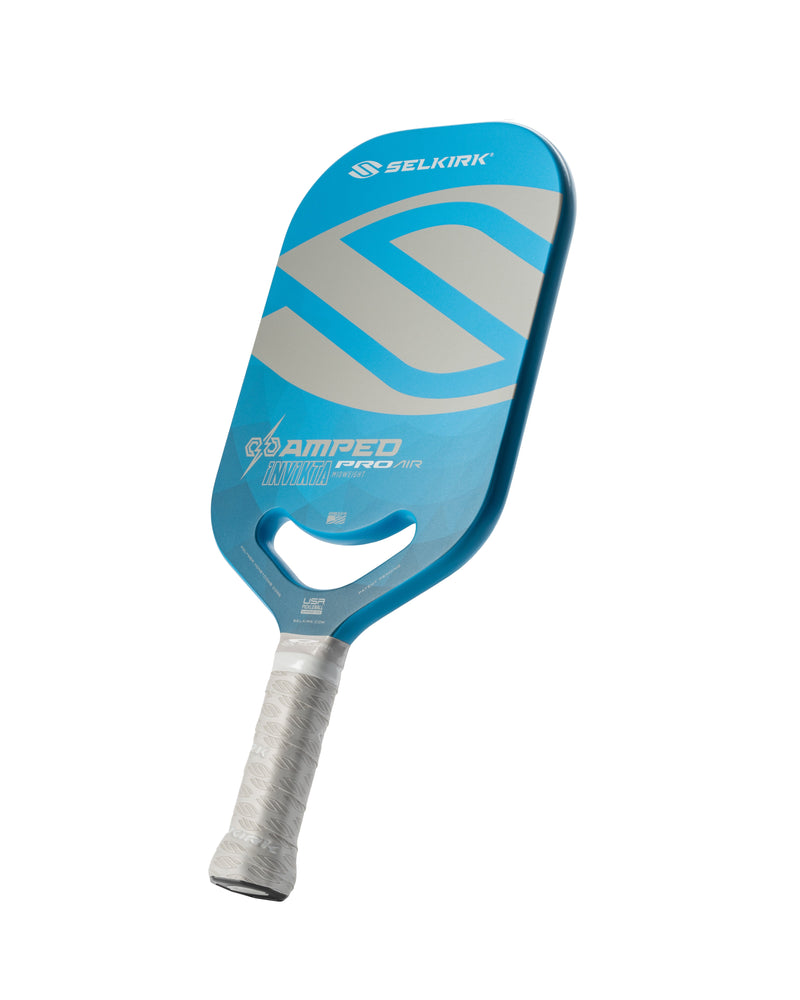 Load image into Gallery viewer, Silkirk Amped Pro Air-Invikta Pickleball Paddle light blue side
