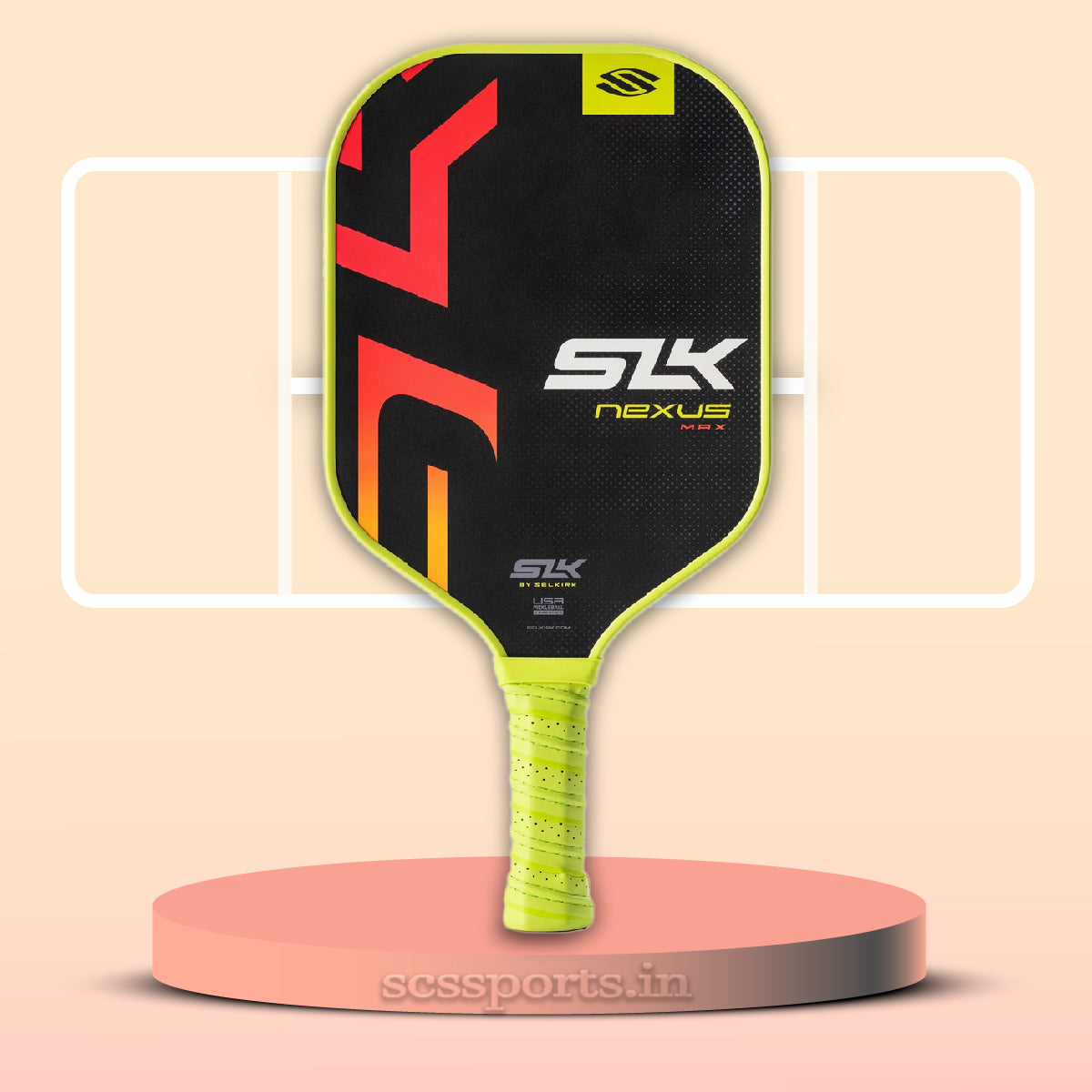 Selkirk Nexus Max Pickleball Paddle yellow with pink bg