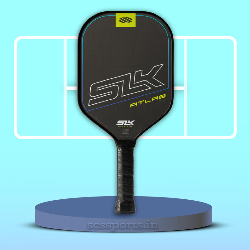 Load image into Gallery viewer, Selkirk SLK Atlas XL Pickleball Paddle blue background
