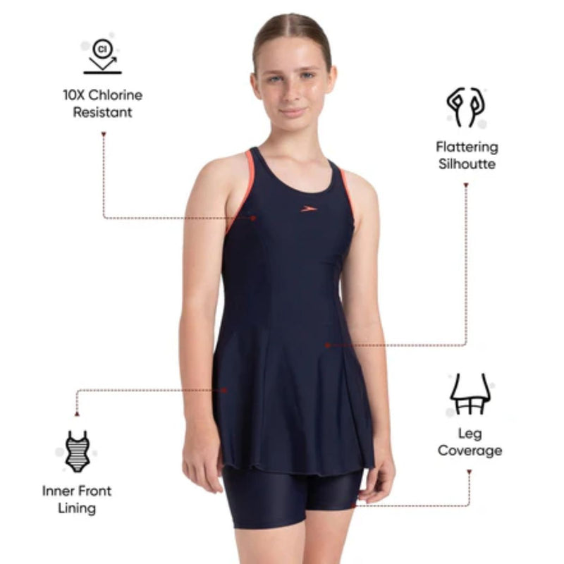 Load image into Gallery viewer, Speedo JF Racerback Swimdress with Boyleg
