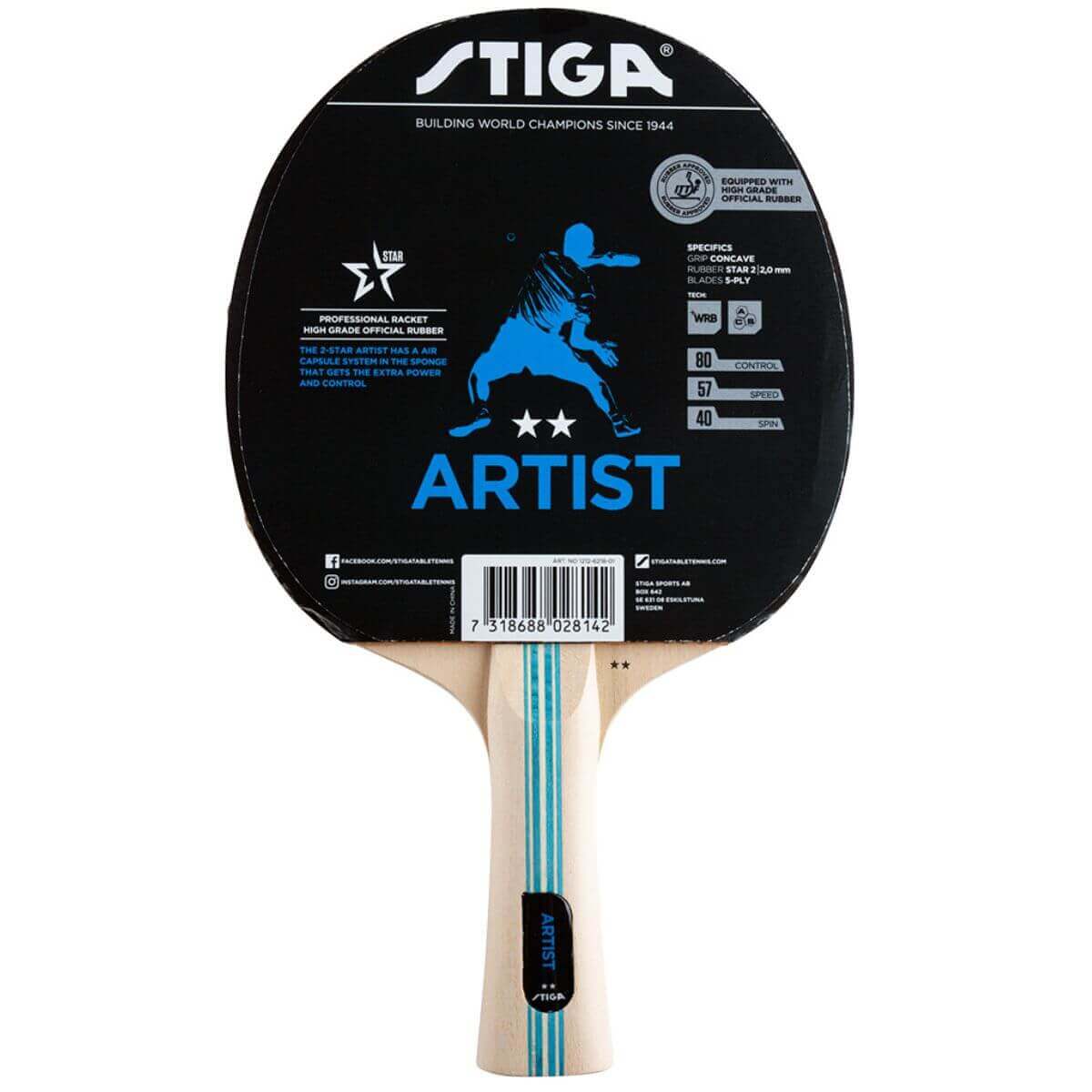 Stiga Artist 2 Star Table Tennis Bat