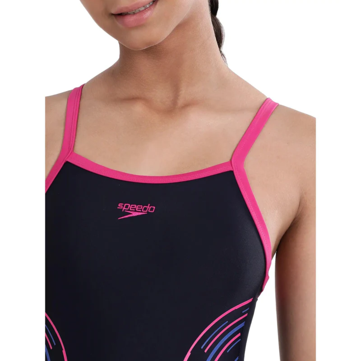 Speedo Jf Plas Plmt Thin Msbk Swimming Costume(Girls)