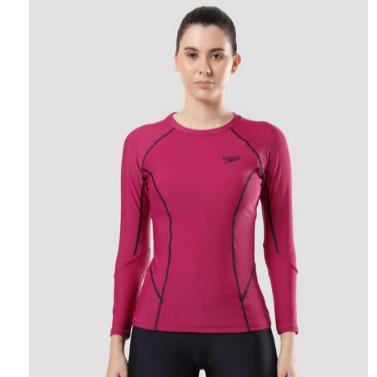 Speedo AF Solid LS Rash Top Swimming Costume Female