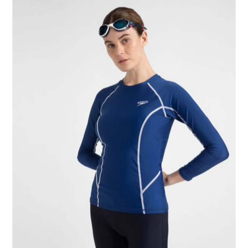 Load image into Gallery viewer, Speedo AF Solid LS Rash Top Swimming Costume Female
