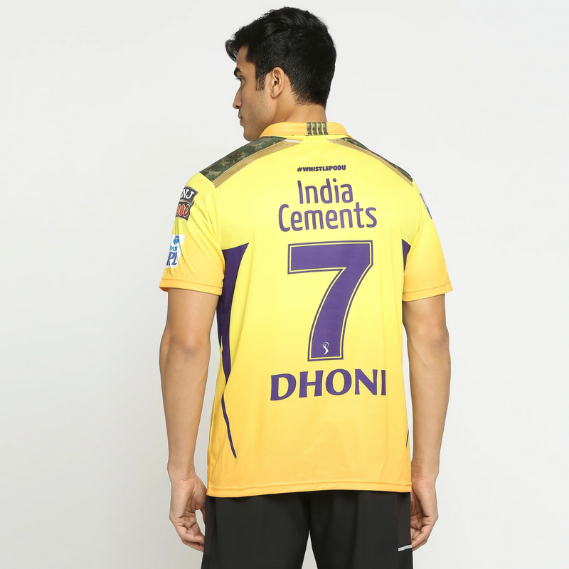 Load image into Gallery viewer, CSK Match Jersey 2023 Dhoni 7 Cricket Apparel
