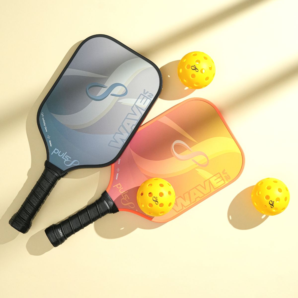 Puls8 Wave V2 Complete Pickleball Paddle Set (2 Paddles + Balls)