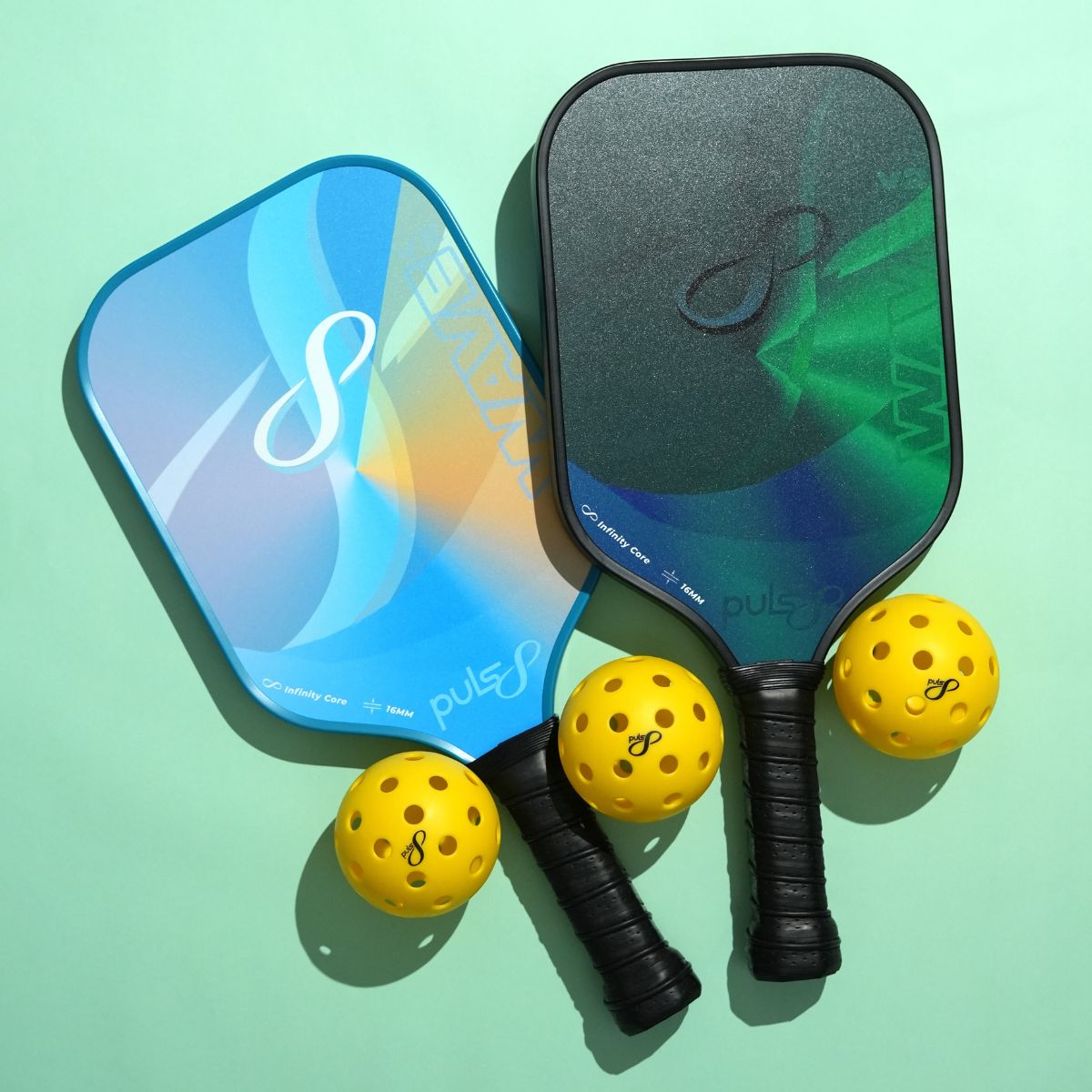 Puls8 Wave V2 Complete Pickleball Paddle Set (2 Paddles + Balls)