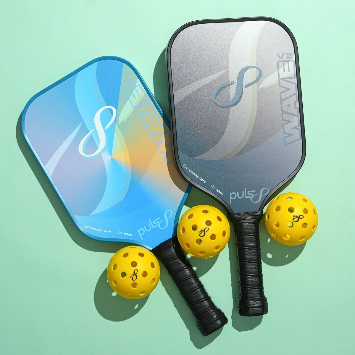 Puls8 Wave V2 Complete Pickleball Paddle Set (2 Paddles + Balls)