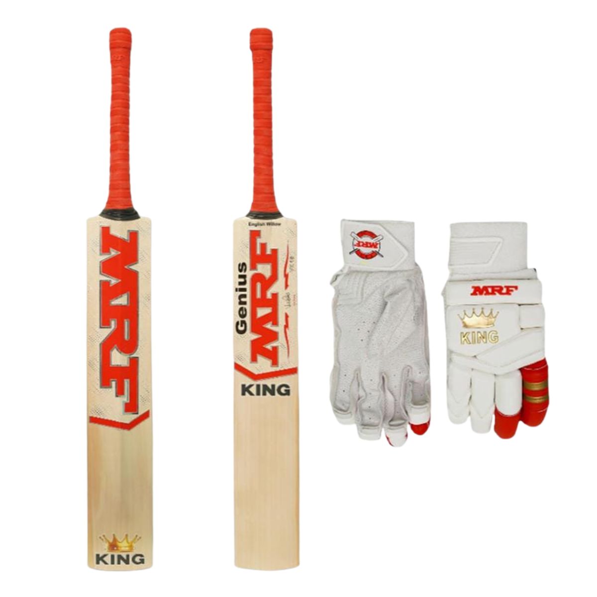 MRF Genius King & Gloves  English Willow Cricket Bat