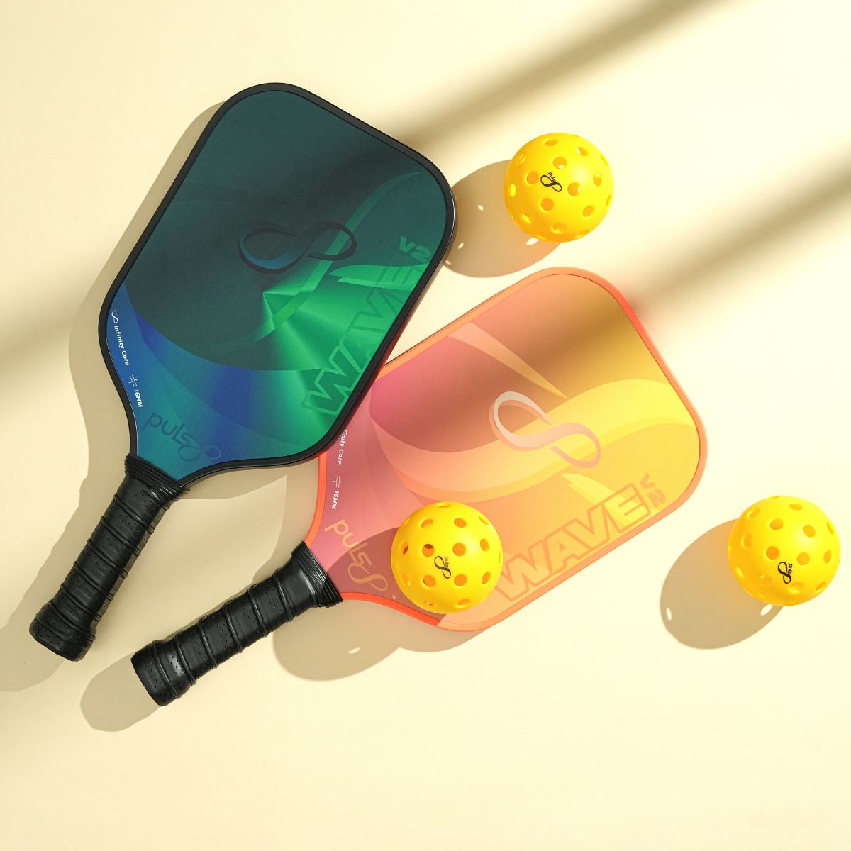 Puls8 Wave V2 Complete Pickleball Paddle Set (2 Paddles + Balls)