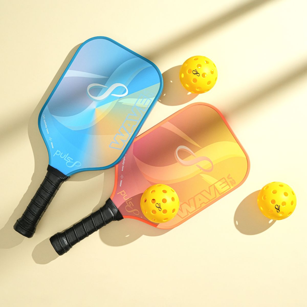 Puls8 Wave V2 Complete Pickleball Paddle Set (2 Paddles + Balls)