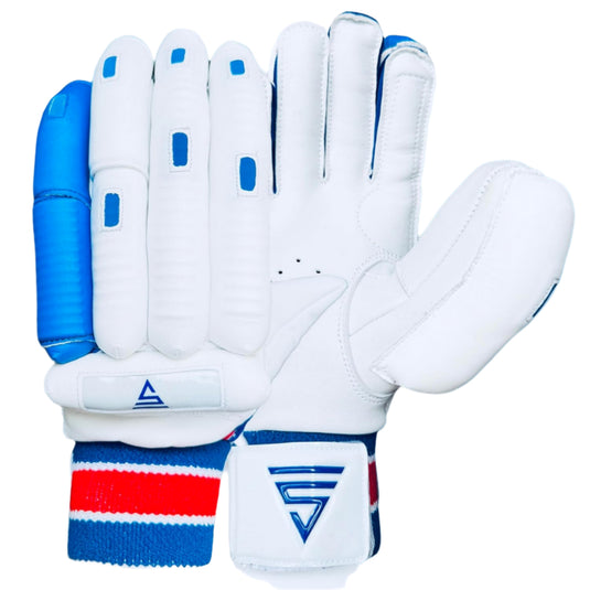 Versant Goat Series Cricket Batting Gloves In White And Blue Color