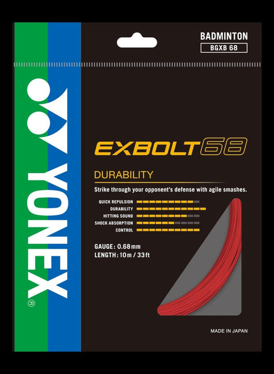 Yonex BG Exbolt 68 Badminton String in flash red color