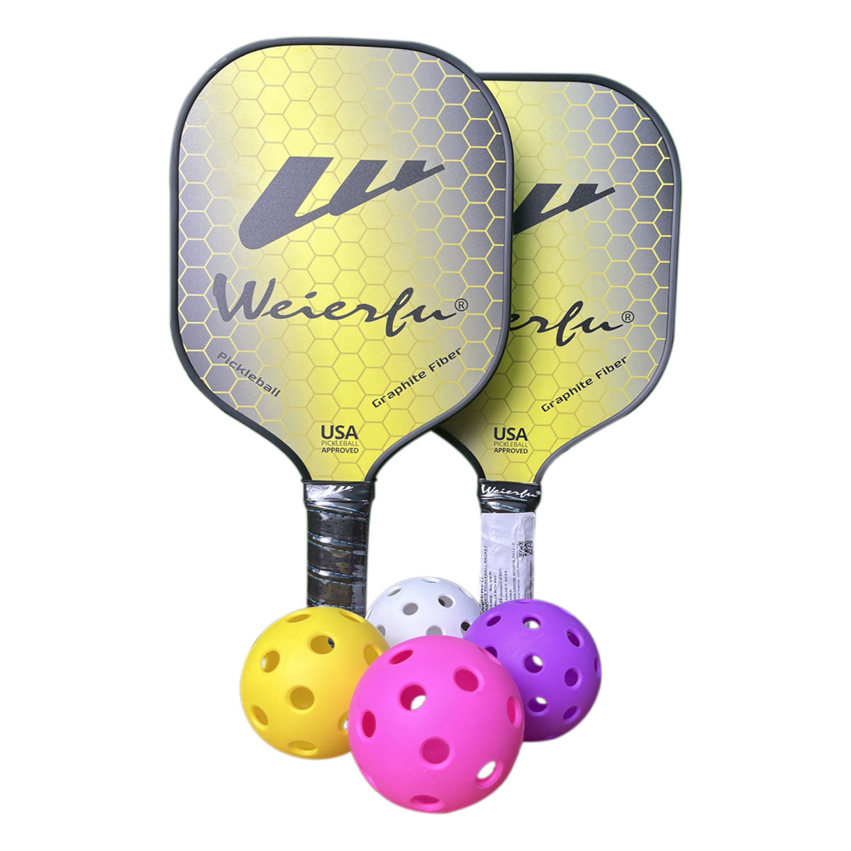 Weierfu Graphite Phase Silver Pickleball Paddle Set