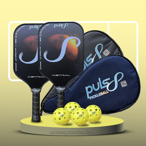 Puls8 Astral 12K Carbon Pickleball Paddle(2 Paddles + 2 Cover Bag + 4 Balls)