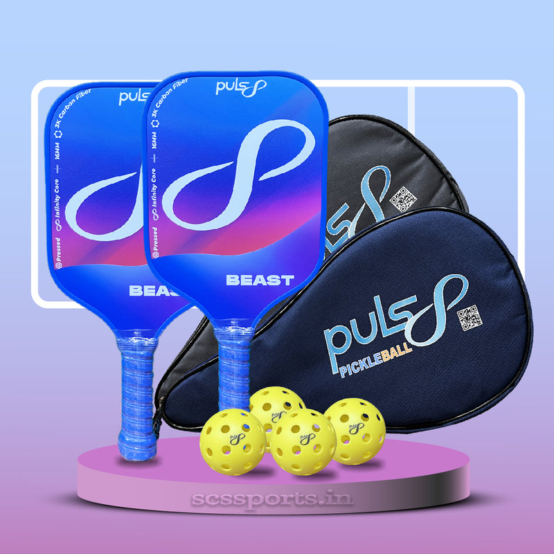 Load image into Gallery viewer, Puls8 Beast 3K Carbon  Pickleball Paddle (2 Paddles + 2 Cover Bag + 4 Balls )
