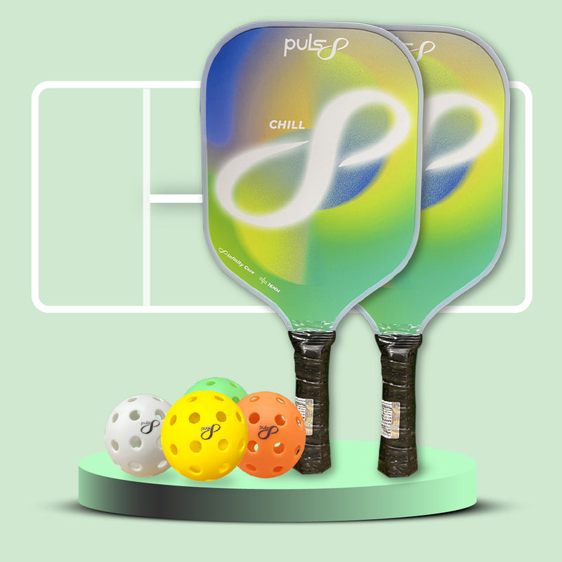 Load image into Gallery viewer, Puls8 LED Chill Pickleball Paddle + Puls8 LED Pickleball Balls (2 Paddles + 4 Pickleball Balls)
