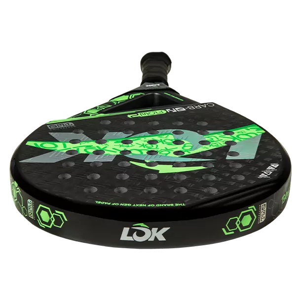 Black and green sports paddle with 'LOK' branding on a white background