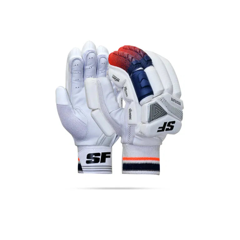 Load image into Gallery viewer, SF Testlite Cricket Batting Gloves In White ,Blue And Red Color
